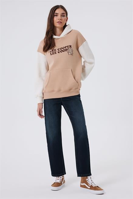 Jenny Kadın %100 Pamuk Sweatshirt Bej-Beyaz 