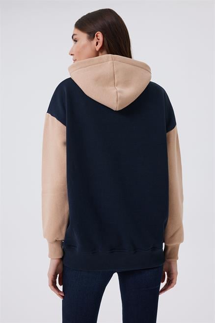 Jenny Kadın %100 Pamuk Sweatshirt Lacivert-Bej 