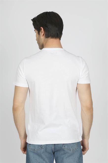 Jimm Erkek %100 Pamuk O Yaka T-Shirt Beyaz