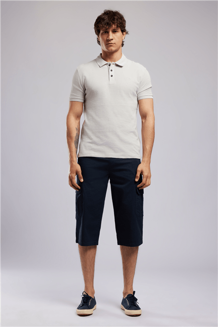 JOAN Erkek Regular Fit Cargo Long Dokuma Şort Lacivert