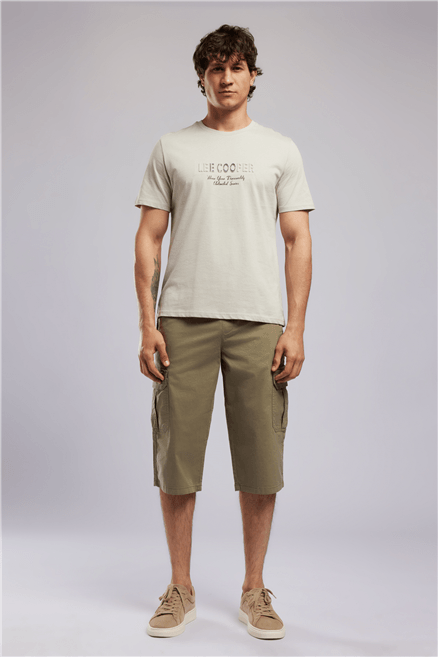 JOAN Erkek Regular Fit Cargo Long Dokuma Şort Haki
