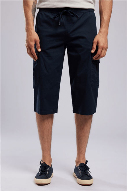 JOAN Erkek Regular Fit Cargo Long Dokuma Şort Lacivert