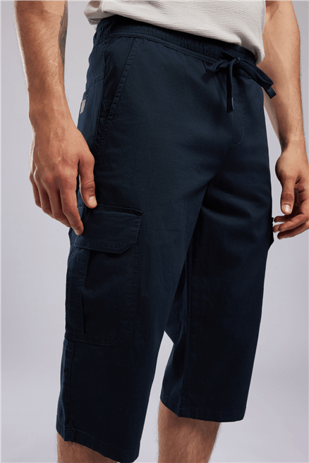 JOAN Erkek Regular Fit Cargo Long Dokuma Şort Lacivert