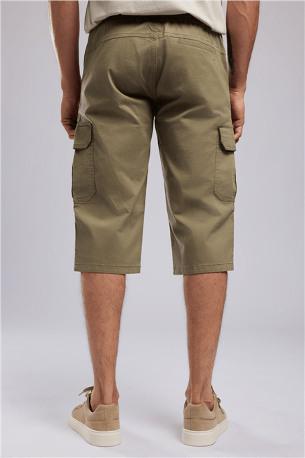 JOAN Erkek Regular Fit Cargo Long Dokuma Şort Haki