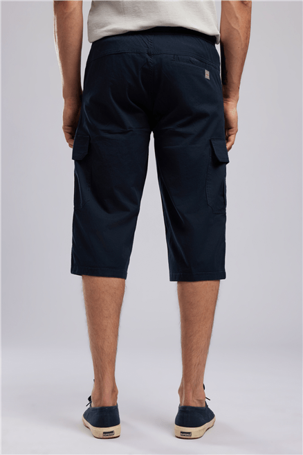 JOAN Erkek Regular Fit Cargo Long Dokuma Şort Lacivert