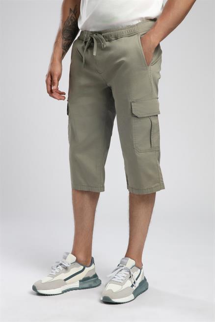 Jogger Cargo Long Erkek Dokuma Bermuda Haki