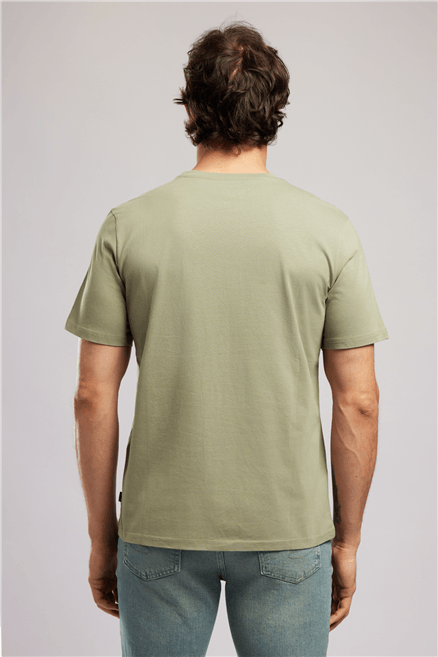 JONAT Erkek Regular Fit %100 Pamuk Basic V Yaka T-Shirt Yeşil