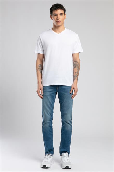 Jonat Erkek %100 Pamuk V Yaka T-Shirt Beyaz