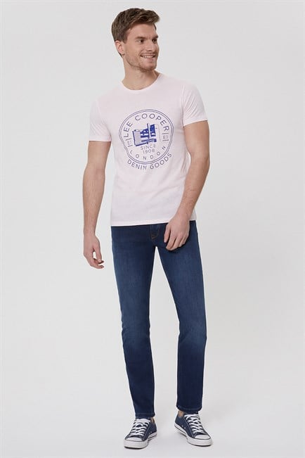 Kayson Erkek %100 Pamuk Bisiklet Yaka T-Shirt Pembe