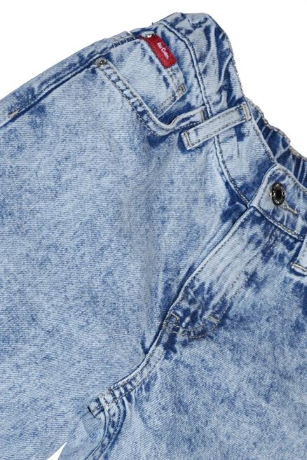 Kelly Yüksek Bel Geniş Paça Kesim Geniş Paça Mavi Kız Çocuk Jean Pantolon