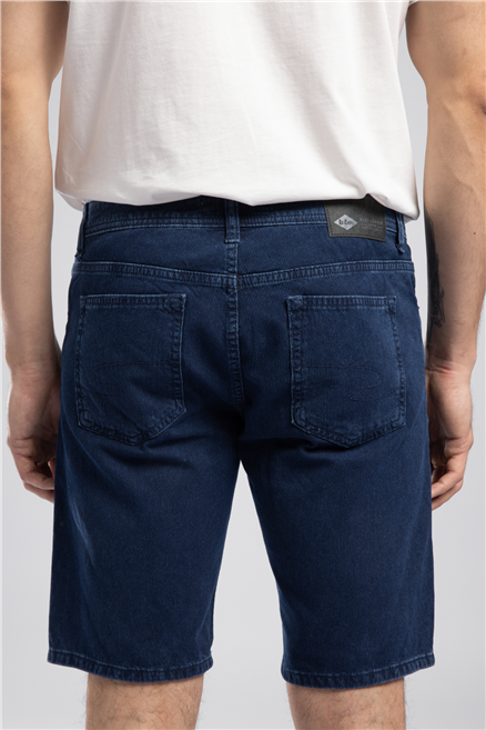 Kens Erkek Çizgili Jean Şort Mavi