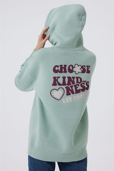 Kindy Kadın %100 Pamuk Kapüşonlu Sweatshirt Mint