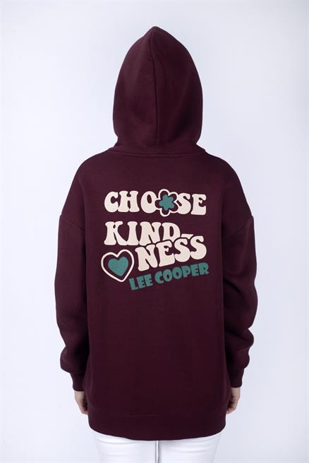 Kindy Kadın %100 Pamuk Kapüşonlu Sweatshirt Mürdüm