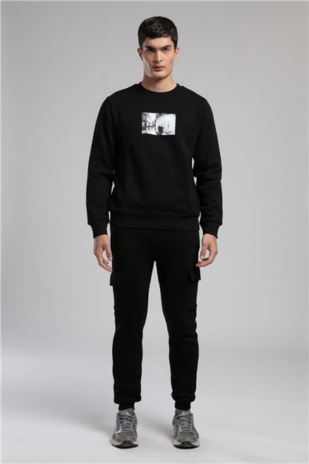 Lionel Erkek O Yaka Sweatshirt Siyah