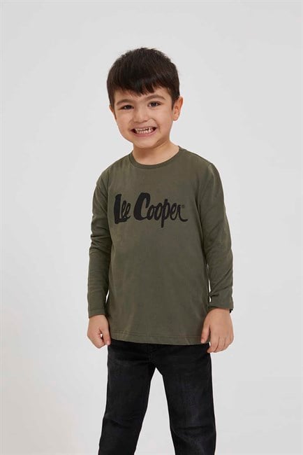 Logon Erkek Çocuk %100 Pamuk Sweatshirt Haki