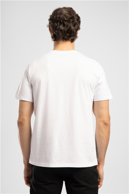 Logons Erkek Regular Fit Baskılı Bisiklet Yaka T-Shirt Beyaz