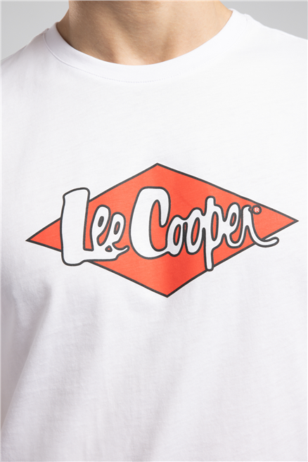 Logons Erkek Regular Fit Baskılı Bisiklet Yaka T-Shirt Beyaz