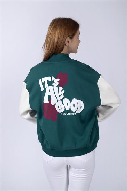 Lona Kadın %100 Pamuk Sweatshirt Zümrüt Yeşili