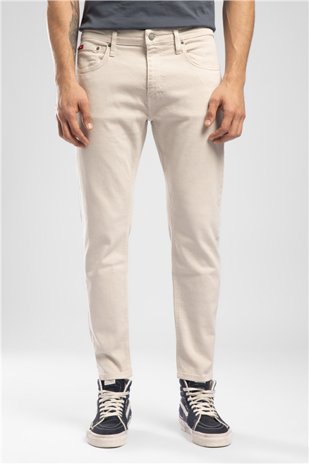 LONCE Erkek Slim Tapered Fit Pantolon Beyaz