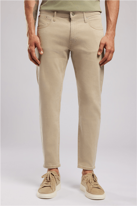 LONCE Erkek Slim Tapered Fit Pantolon Beyaz