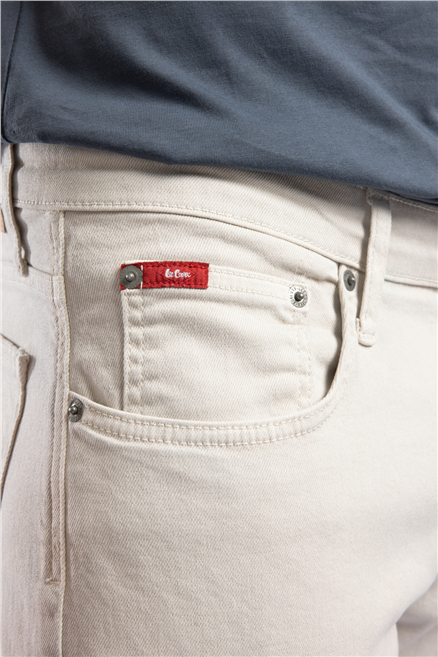 LONCE Erkek Slim Tapered Fit Pantolon Beyaz