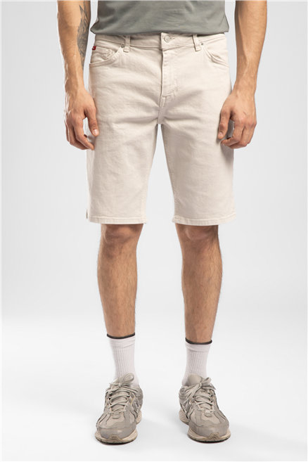 Lonceso Erkek Slim Tapered Fit Şort Beyaz