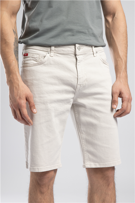 Lonceso Erkek Slim Tapered Fit Şort Beyaz