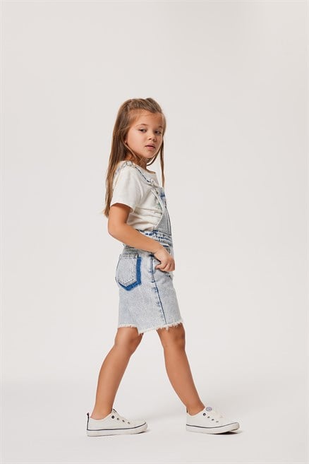 Londa Kız Çocuk Jean Salopet Light Blue