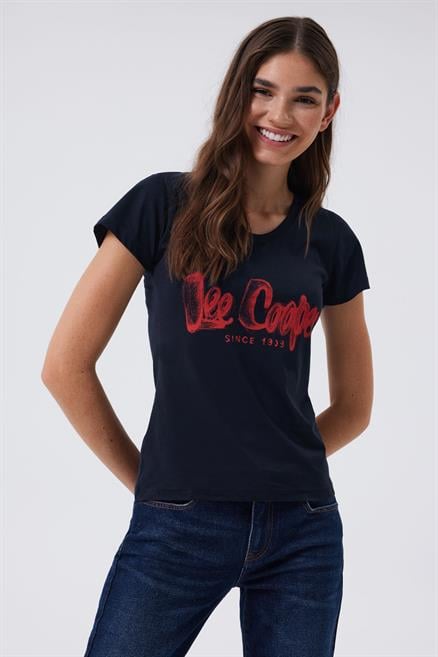 London 1 Kadın %100 Pamuk O Yaka T-Shirt Koyu Lacivert