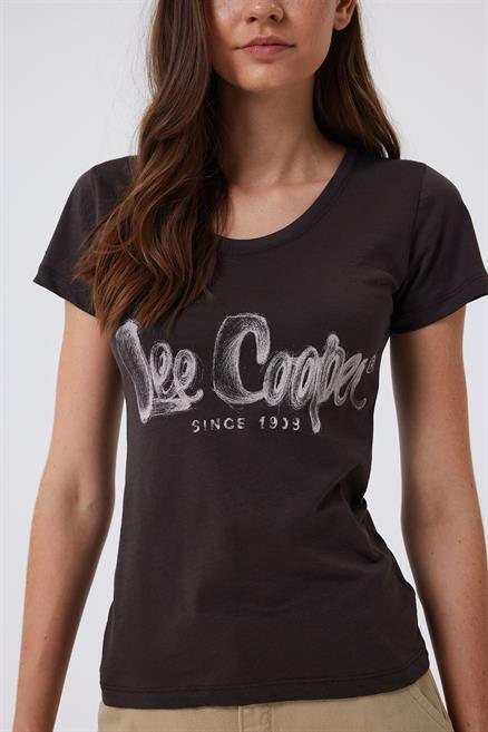 London 1 Kadın %100 Pamuk O Yaka T-Shirt Kahve
