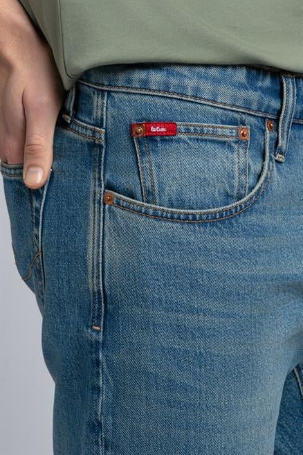 London Normal Bel Dar Konik Kesim Daralan Paça Mavi Erkek Jean Pantolon