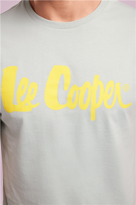 LONDONLOGO Erkek Regular Fit %100 Pamuk Baskılı Bisiklet Yaka T-Shirt Yeşil