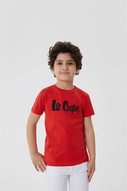 Londonlogo Erkek Çocuk %100 Pamuk O Yaka T-Shirt Kırmızı
