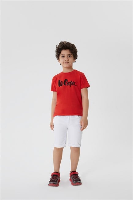 Londonlogo Erkek Çocuk %100 Pamuk O Yaka T-Shirt Kırmızı