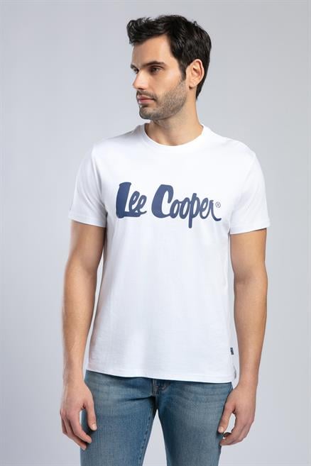 Londonlogo Erkek %100 Pamuk O Yaka T-Shirt Beyaz-L