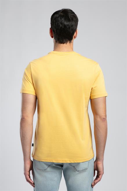 Londonlogo Erkek %100 Pamuk O Yaka T-Shirt Safran