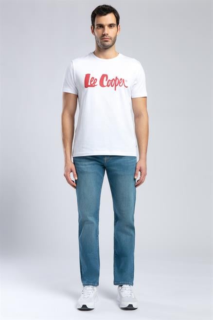 Londonlogo Erkek %100 Pamuk O Yaka T-Shirt Beyaz-K