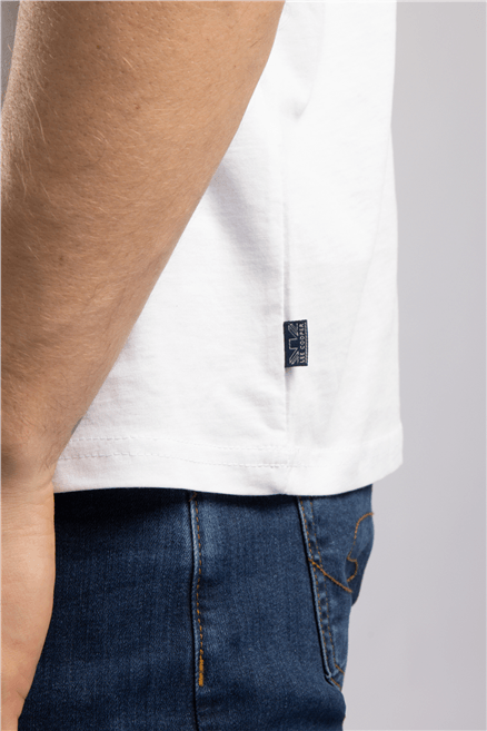 LONDONLOGO Erkek Regular Fit %100 Pamuk Baskılı Bisiklet Yaka T-Shirt Beyaz