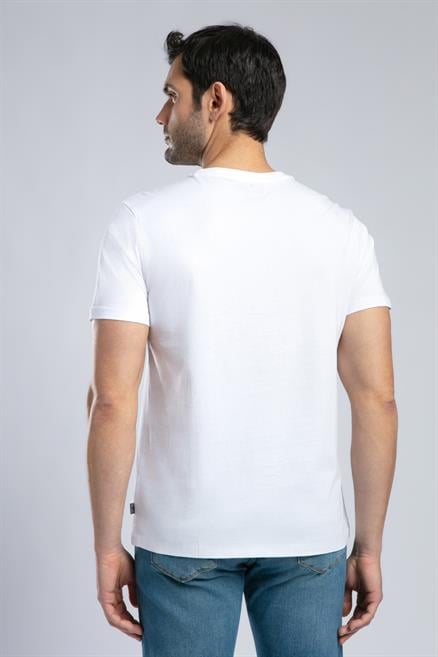 Londonlogo Erkek %100 Pamuk O Yaka T-Shirt Beyaz-K