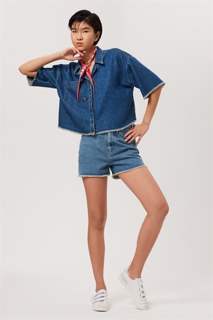 Loren Kadın %100 Pamuk Jean Ceket Denim