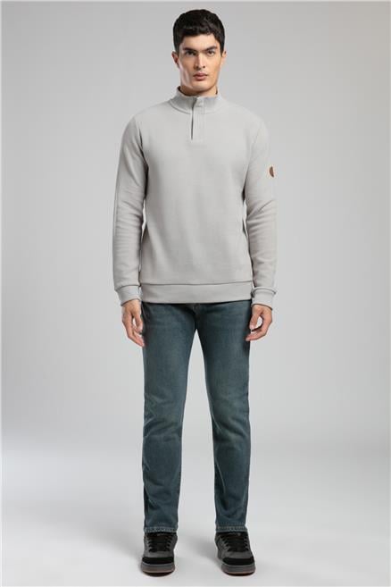 Luke Erkek Dik Yaka Sweatshirt Bej
