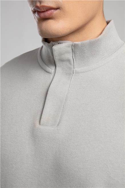 Luke Erkek Dik Yaka Sweatshirt Bej