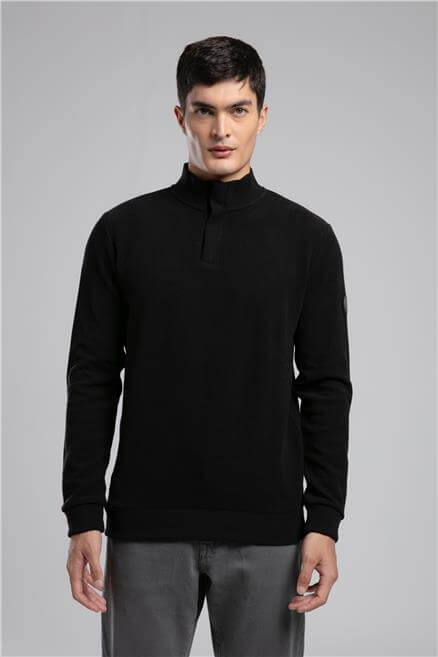 Luke Erkek Dik Yaka Sweatshirt Siyah