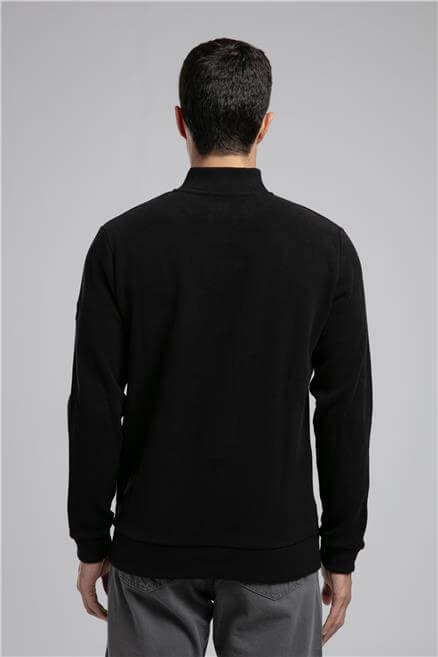 Luke Erkek Dik Yaka Sweatshirt Siyah
