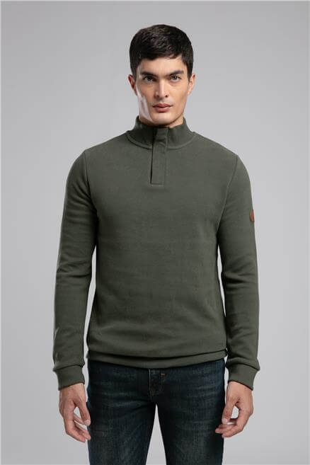 Luke Erkek Dik Yaka Sweatshirt Yeşil