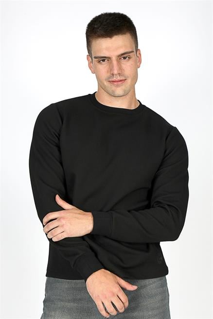 Luken Erkek O Yaka Sweatshirt Siyah