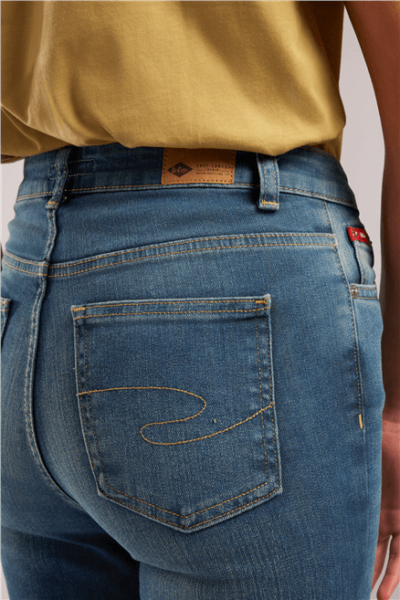 Luna Kadın High Rise Flare Jean Pantolon Yeşi̇l-Mavi̇