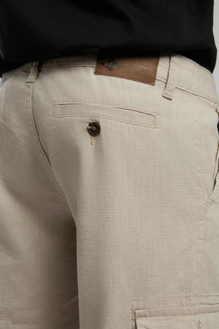 Man 1 Long Erkek %100 Pamuk Dokuma Bermuda Bej