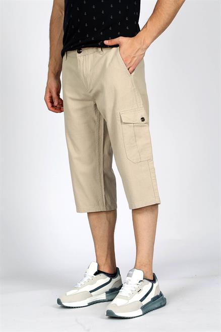Man 1 Long Erkek %100 Pamuk Dokuma Bermuda Taş