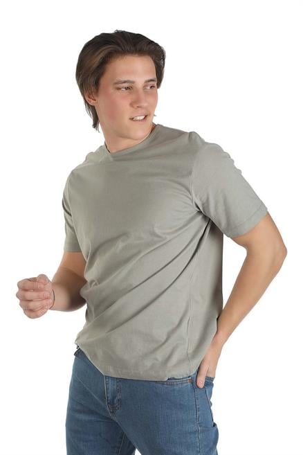 Marelo Erkek %100 Pamuk O Yaka T-Shirt Haki